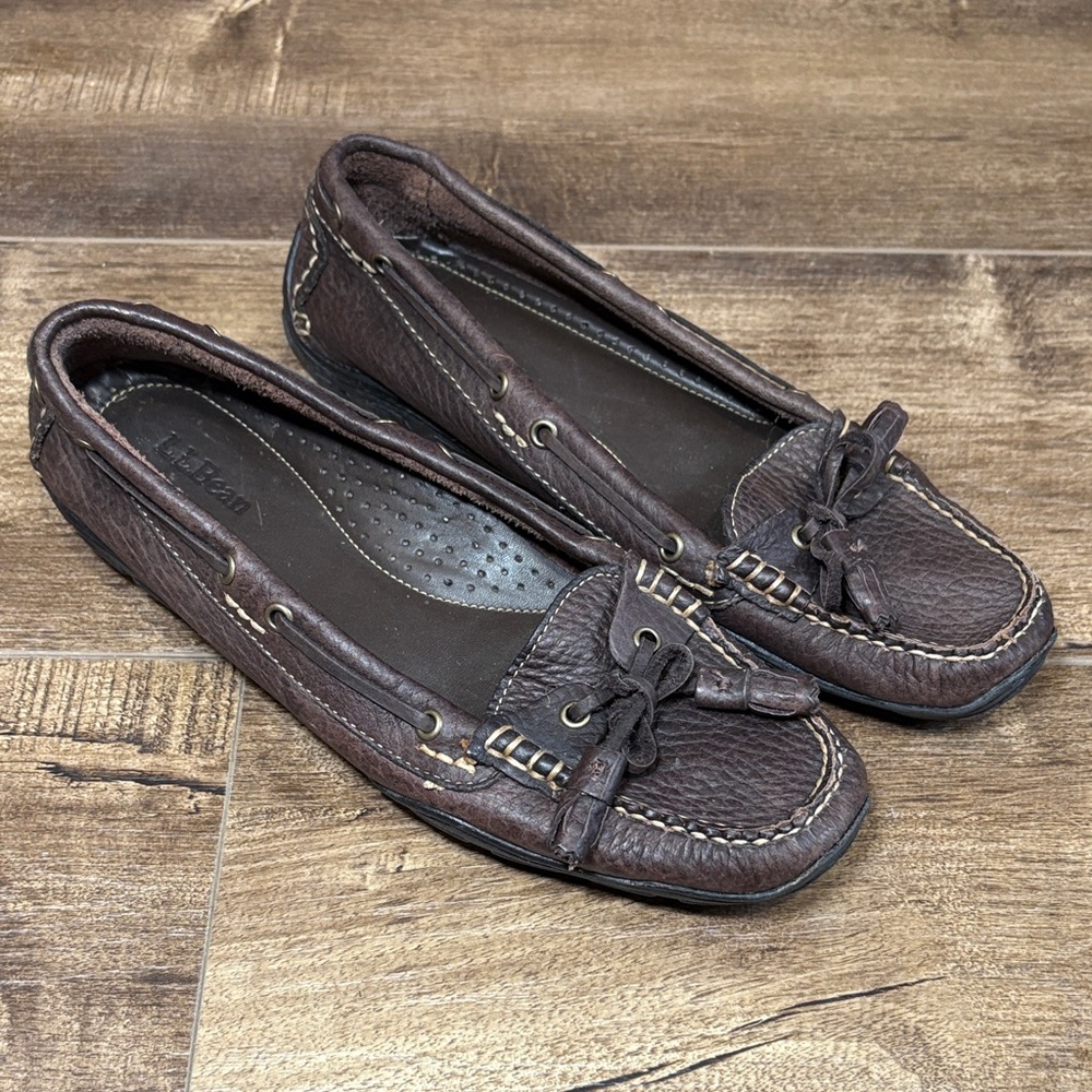 L.L.Bean Brown Leather Moccasin Loafers – Women’s 9M